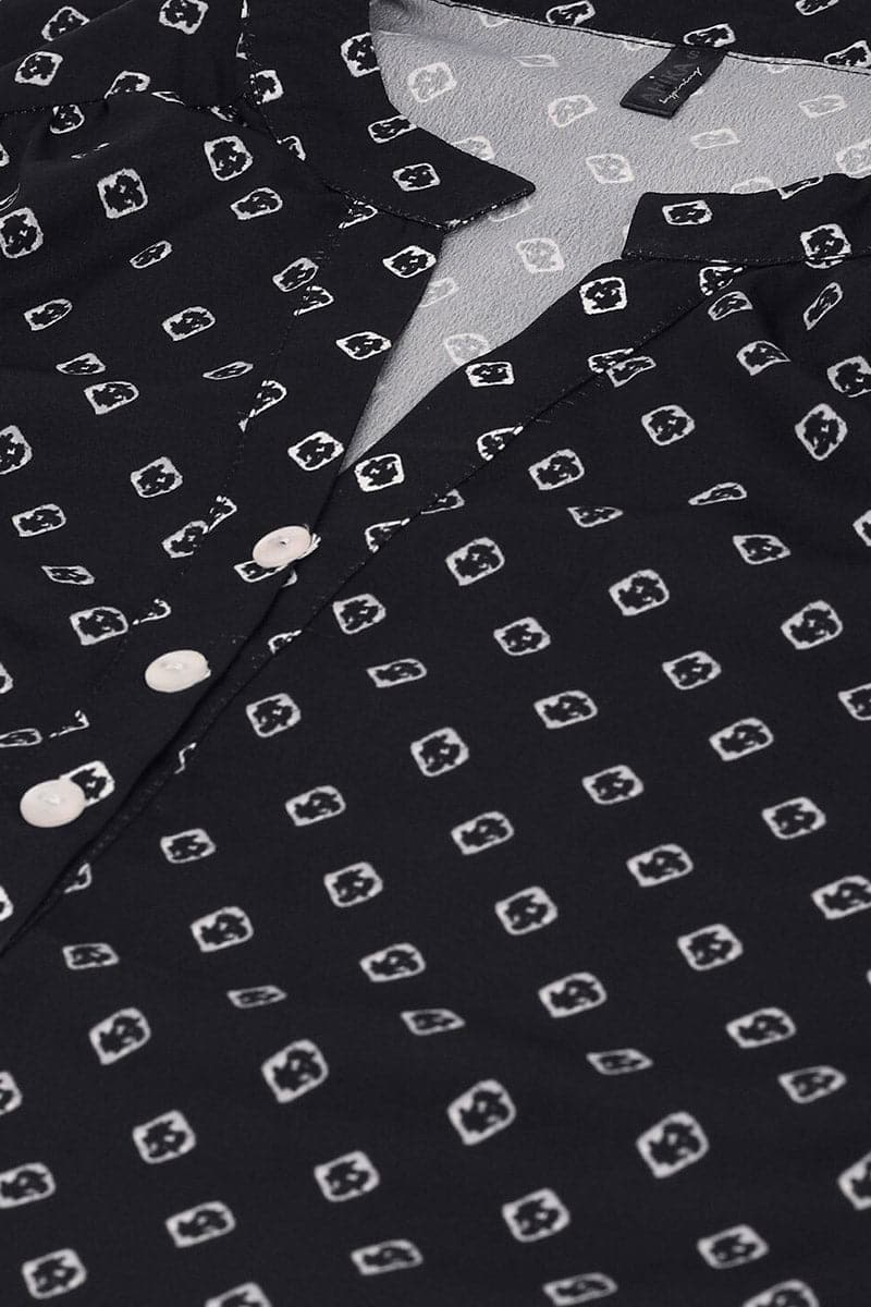 ZERESOUQ-Black-Polyester-Geometric-Printed-Tunic-Top
