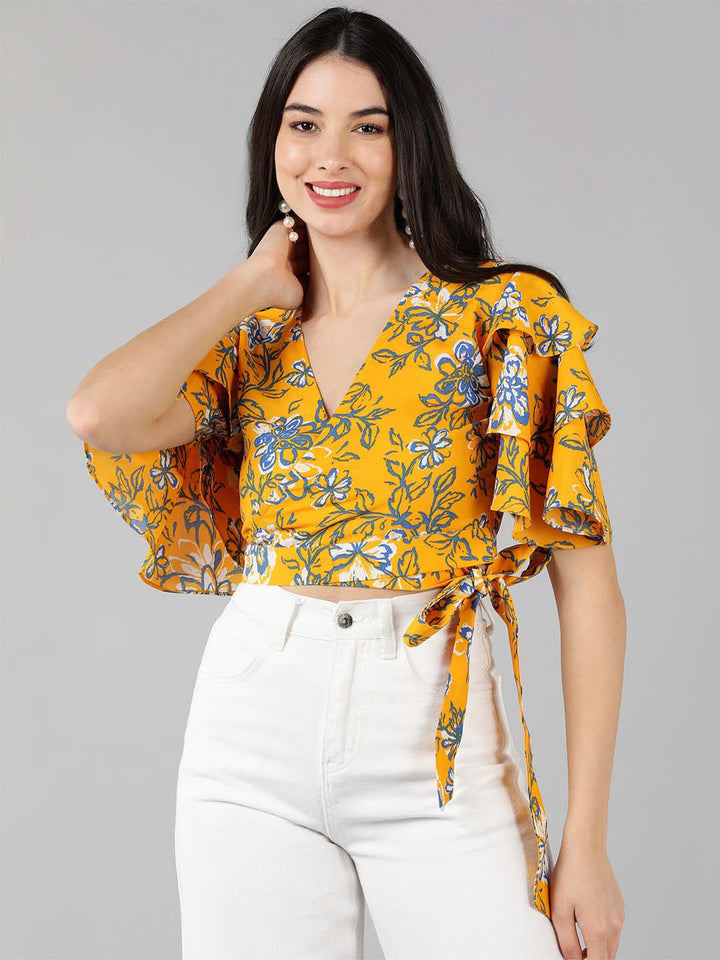 ZERESOUQ-Mustard-Floral-Printed-Crop-Top-with-Layered-Sleeves