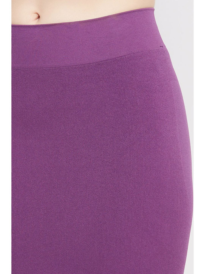 Violet Nylon Spandex Side Slit Saree Shapewear