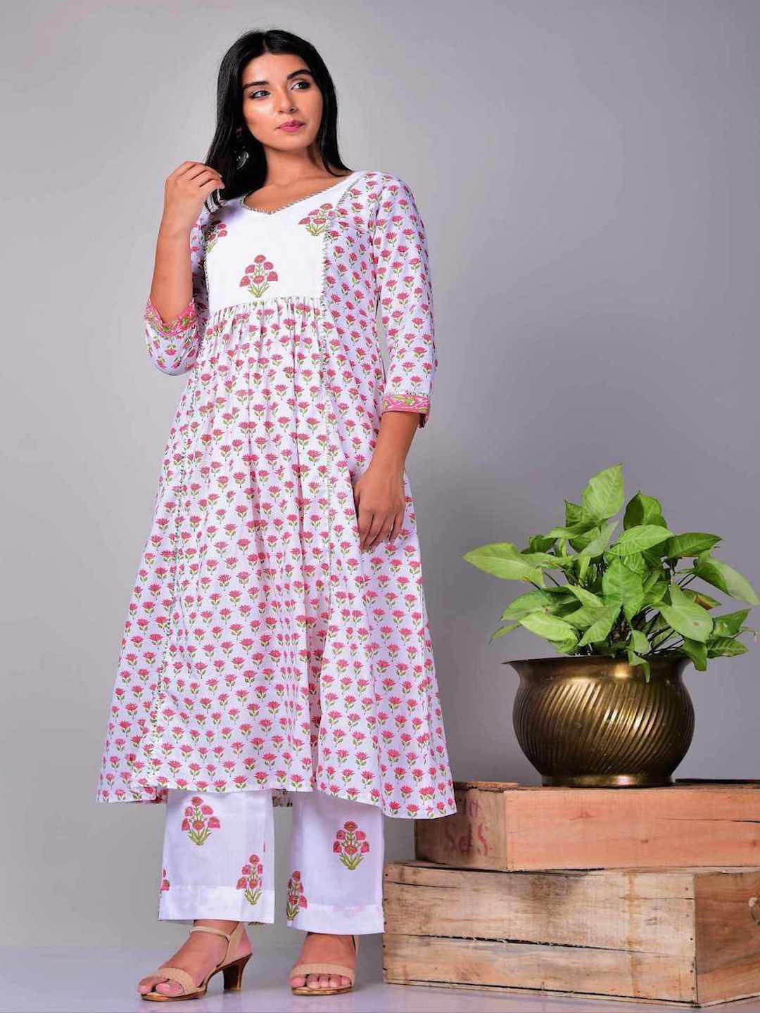 White Aline Kurta Palazzo Pair