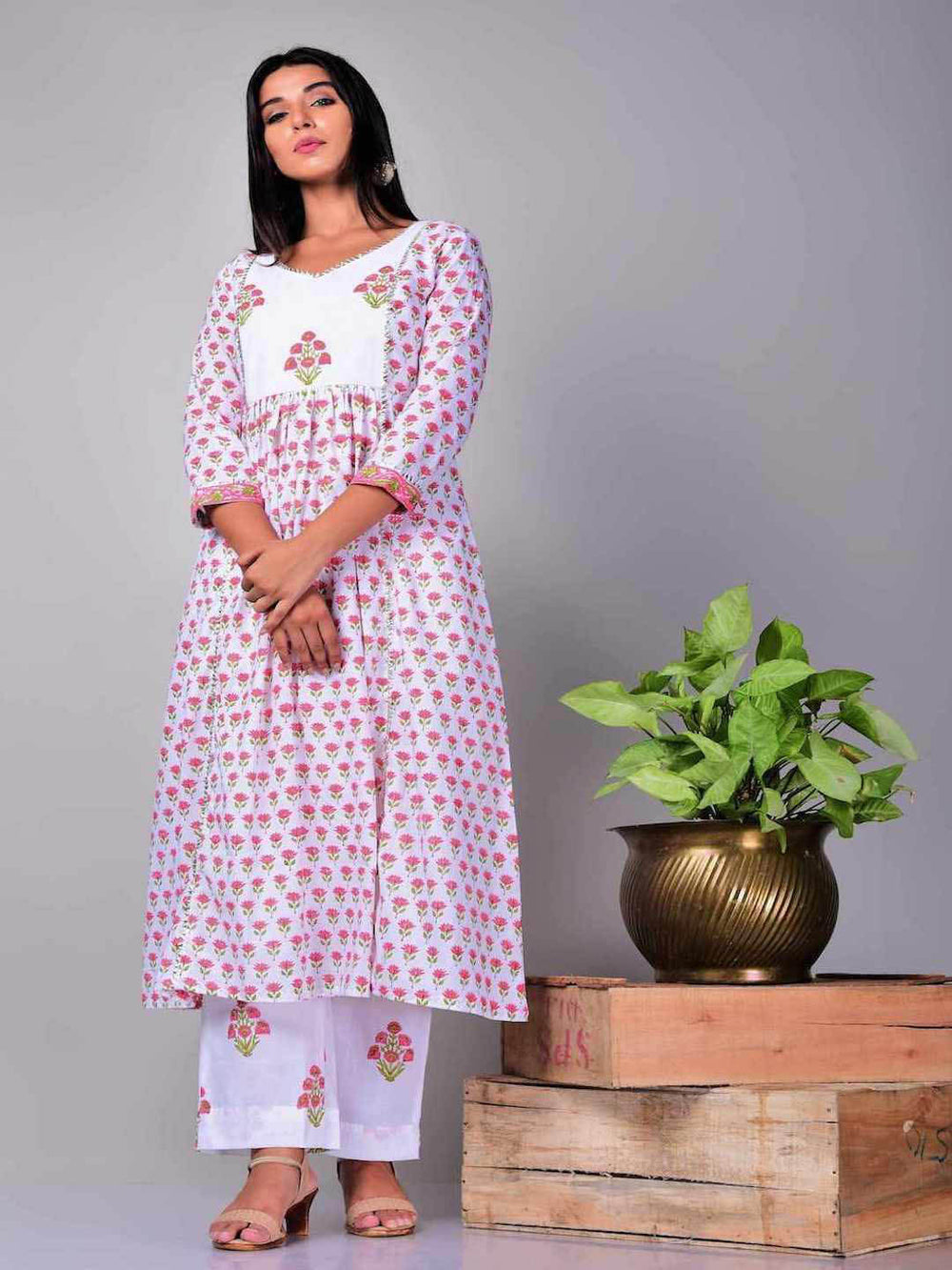 White Aline Kurta Palazzo Pair