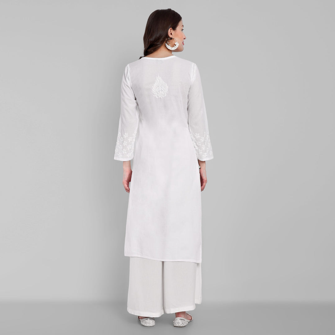 White Cotton Artisan Embroidered Chikankari Kurti