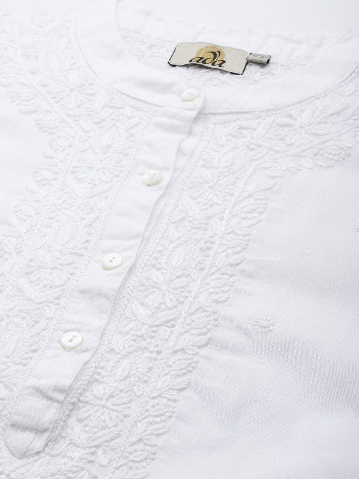 White-Cotton-Embroidered-Chikankari-Kurti