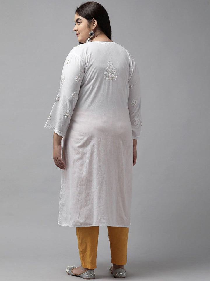 White-Cotton-Embroidery-Chikan-Kurta-Only