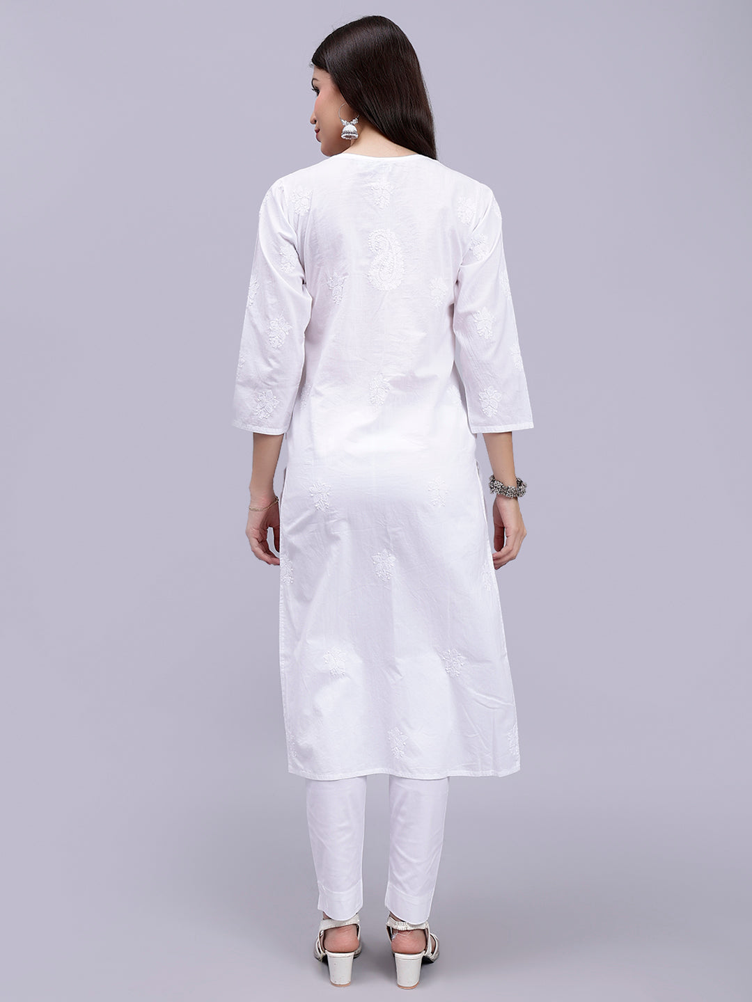 White Cotton Handwoven Chikankari Kurti