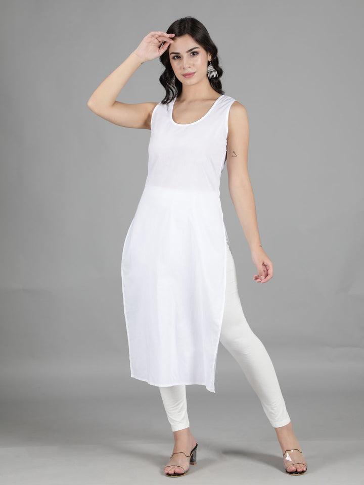 White Cotton Long Slip for Chikankari Kurta