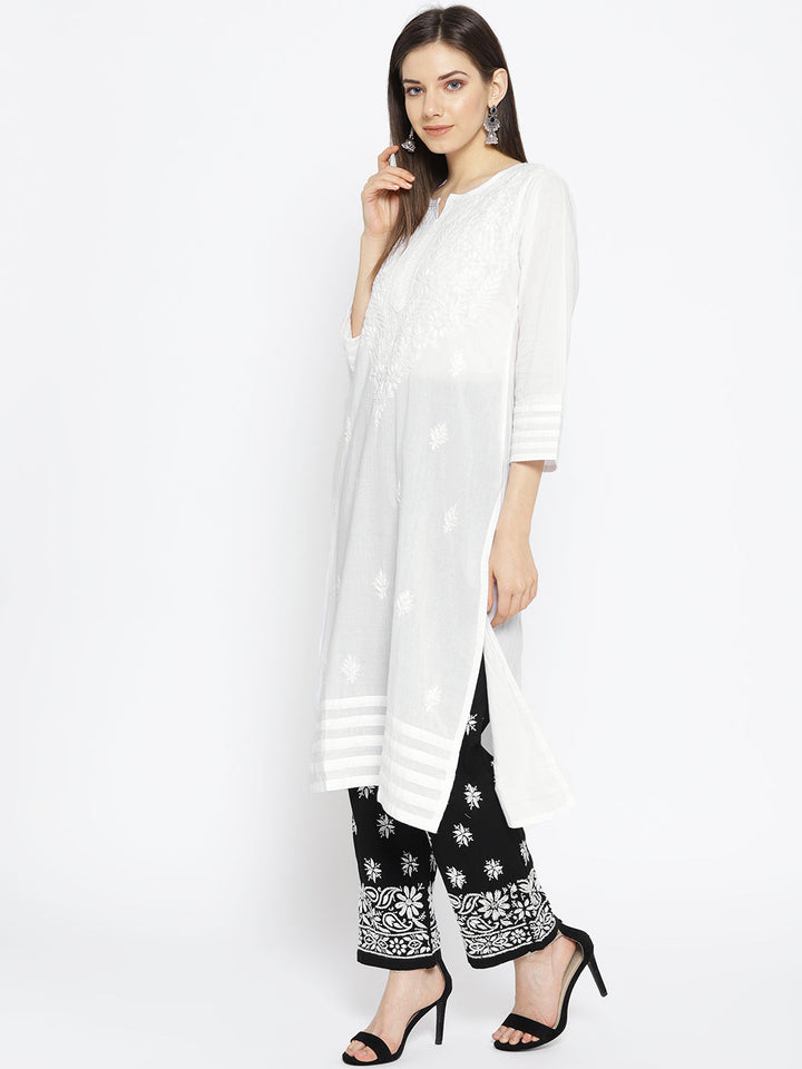 White-Cotton-Lucknow-Chikan-Kurta-Set