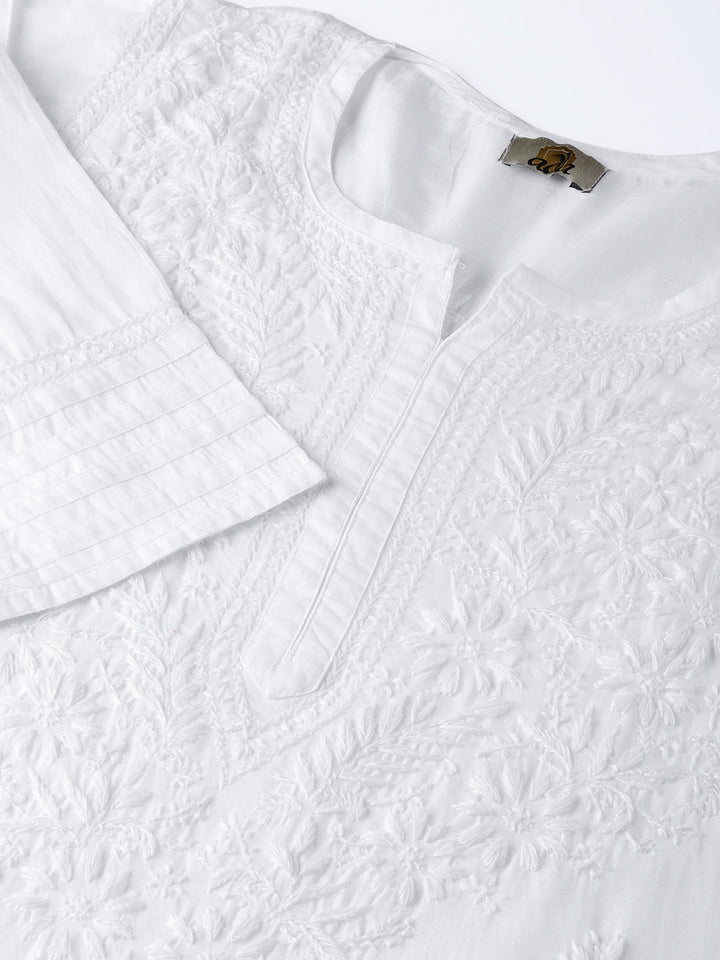 White-Cotton-Lucknow-Chikan-Kurta-Set