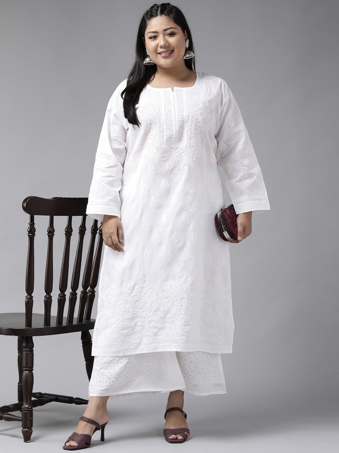 White-Cotton-Lucknowi-Chikan-Kurta