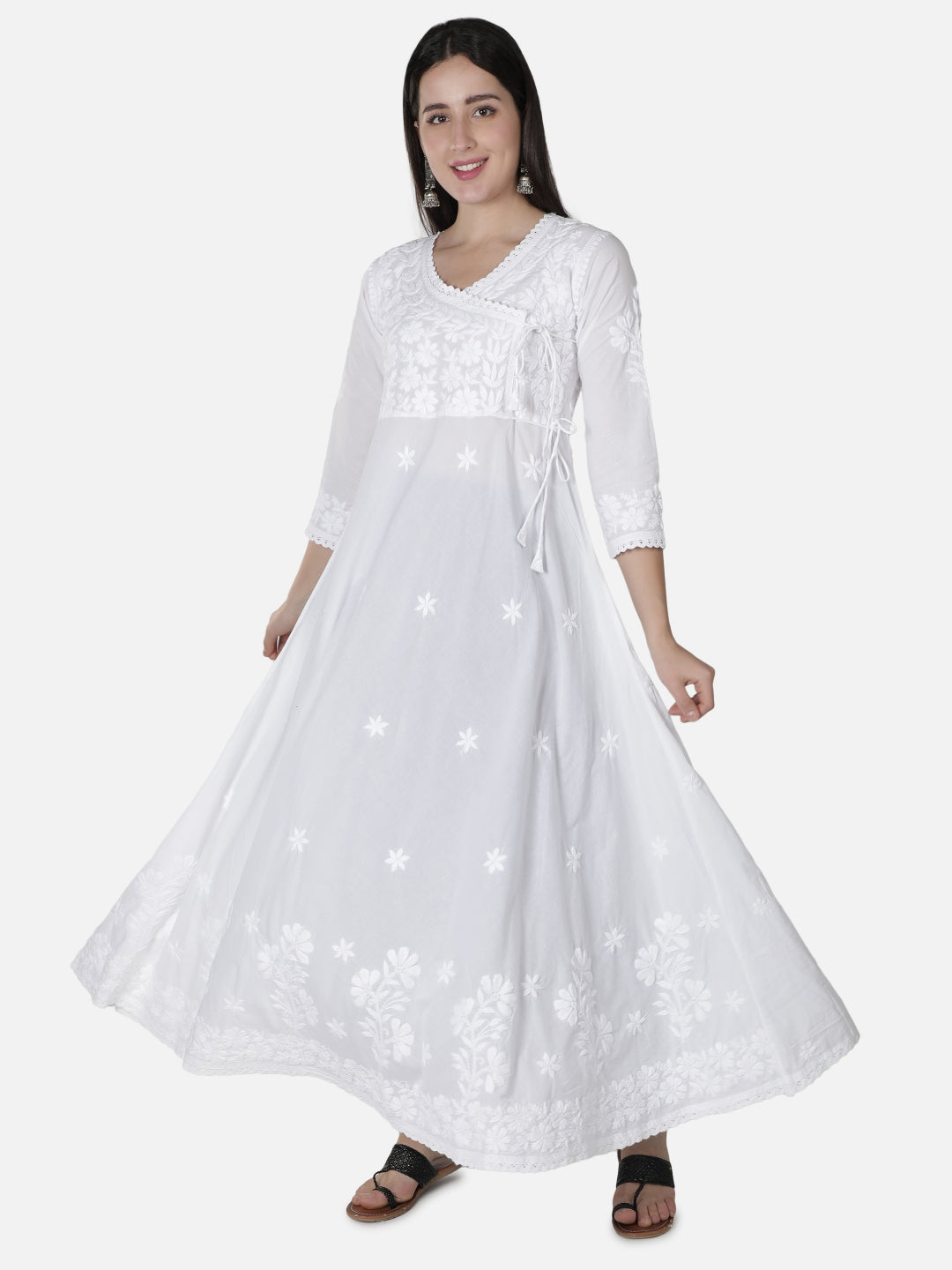 White-Cotton-Lucknowi-Chikan-Kurti