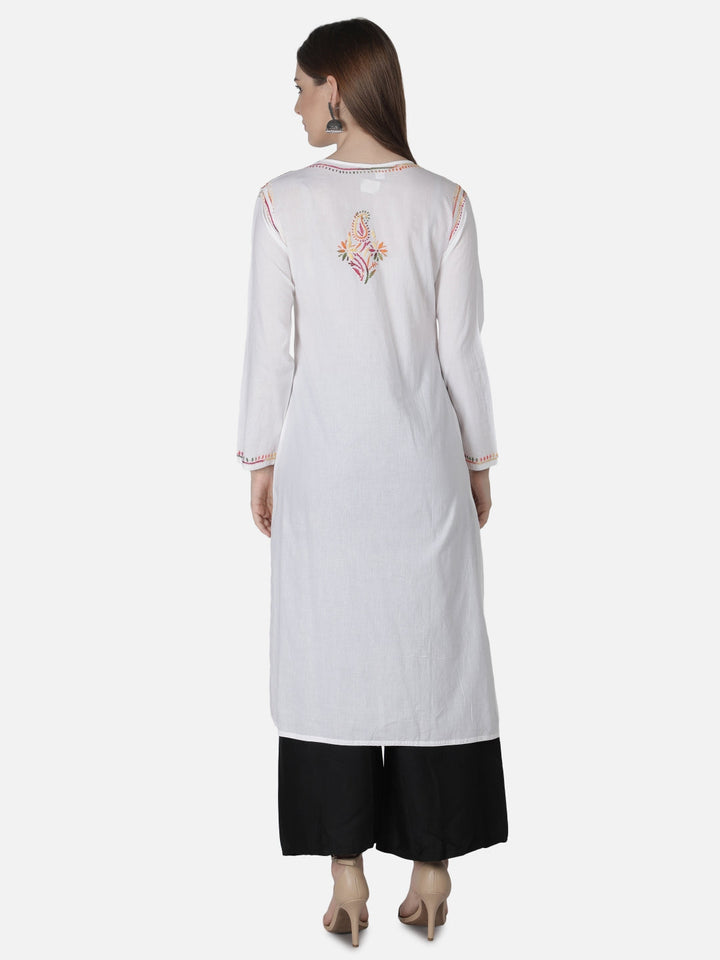 White-Cotton-Lucknowi-Chikan-Kurti