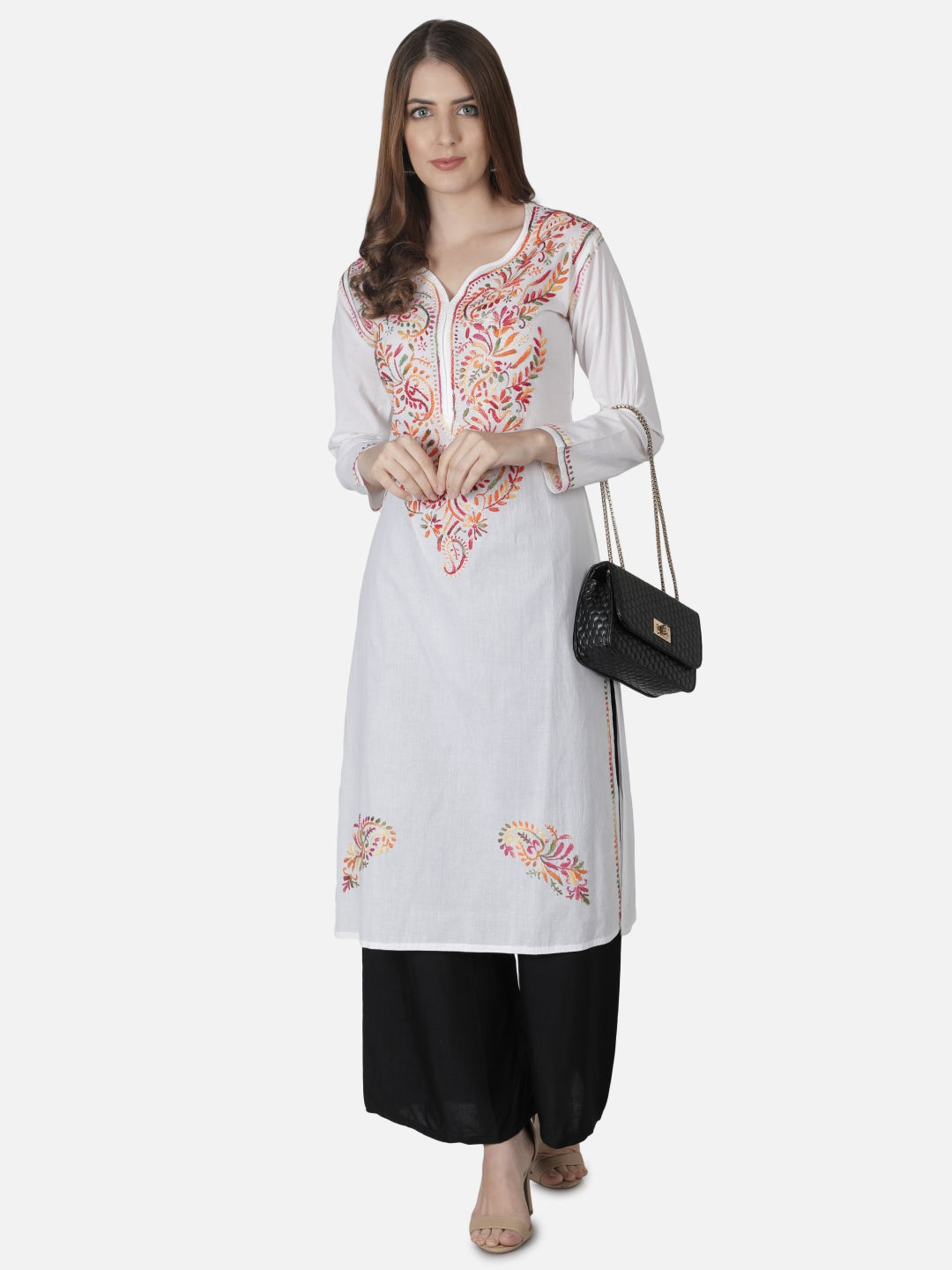 White-Cotton-Lucknowi-Chikan-Kurti