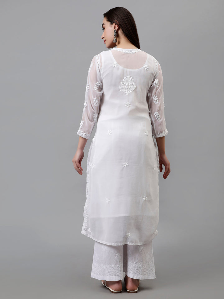 White-Georgette-Embroidered-Chikankari-Kurtiwith-Slip