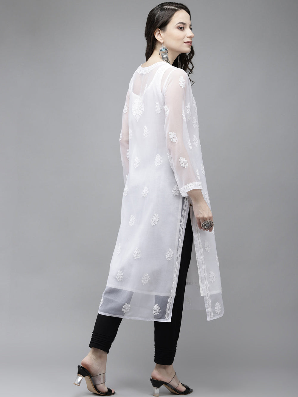 White-Georgette-Lucknow-Chikan-Kurta-Set