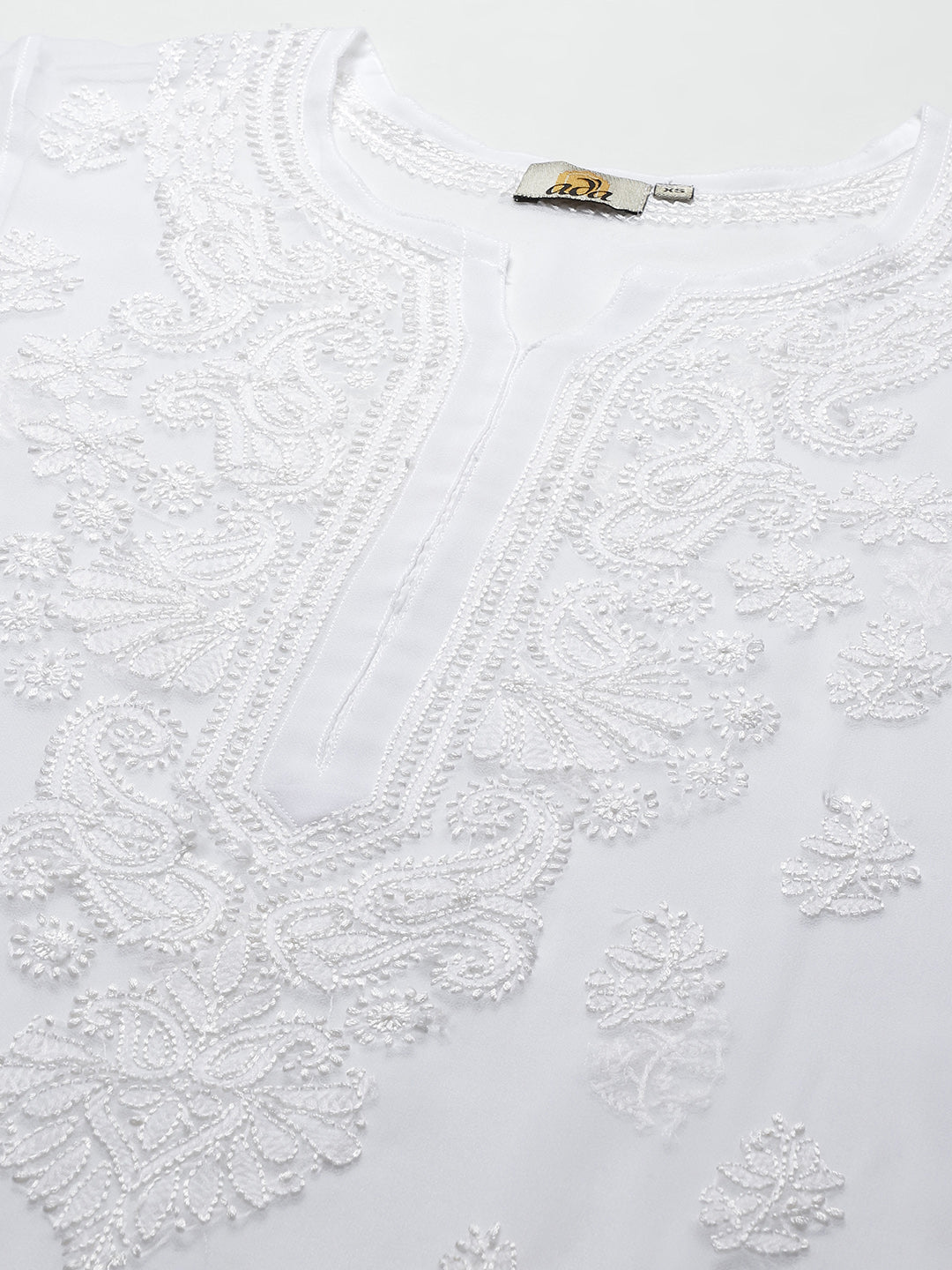 White-Georgette-Lucknow-Chikan-Kurta-Set