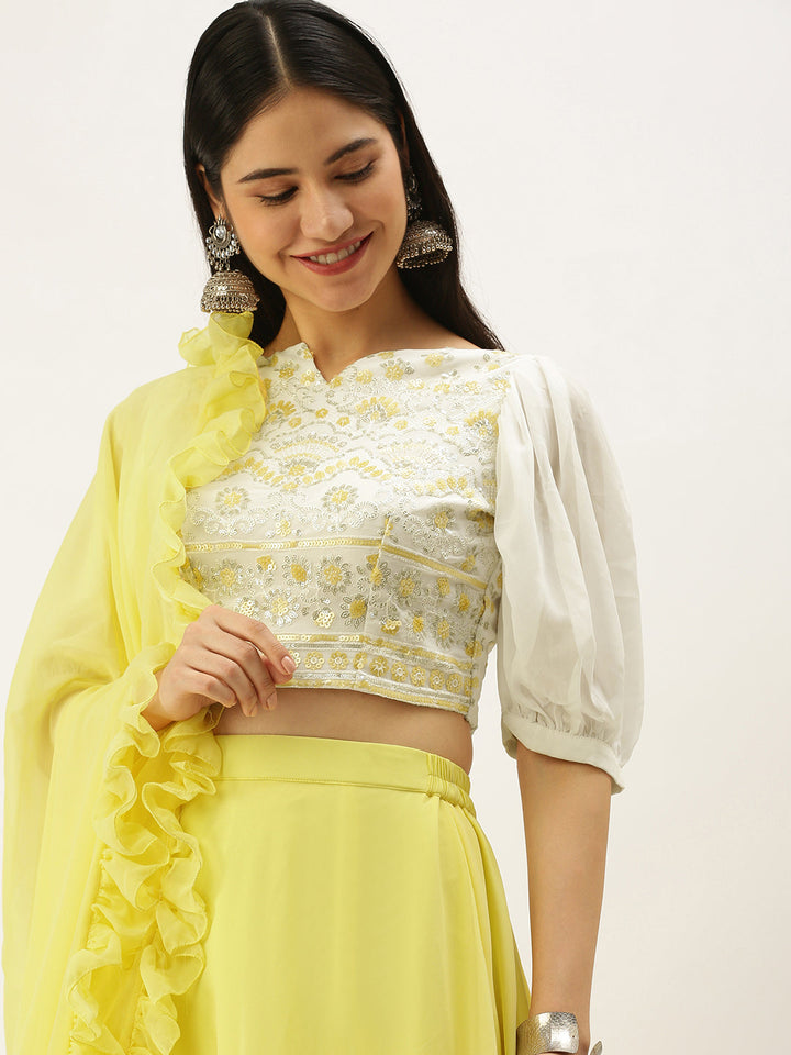 White-Viscose-Embroidered-Yellow-Lehenga-Set