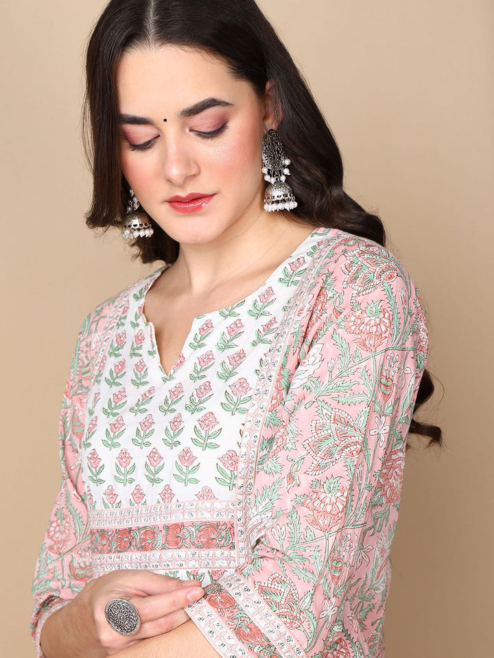 ZERESOUQ-White-Pure-Cotton-Ethnic-Motifs-Printed-Flared-Kurta-Trouser-With-Dupatta