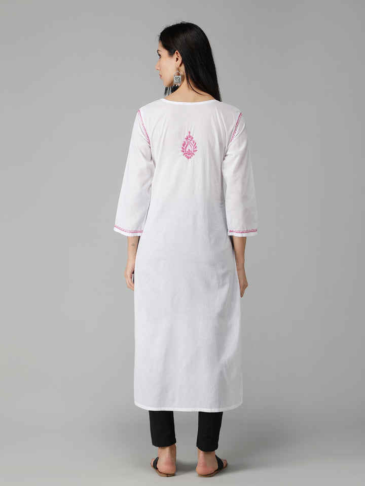 White-&-Pink-Cotton-Lucknowi-Chikankari-Kurta