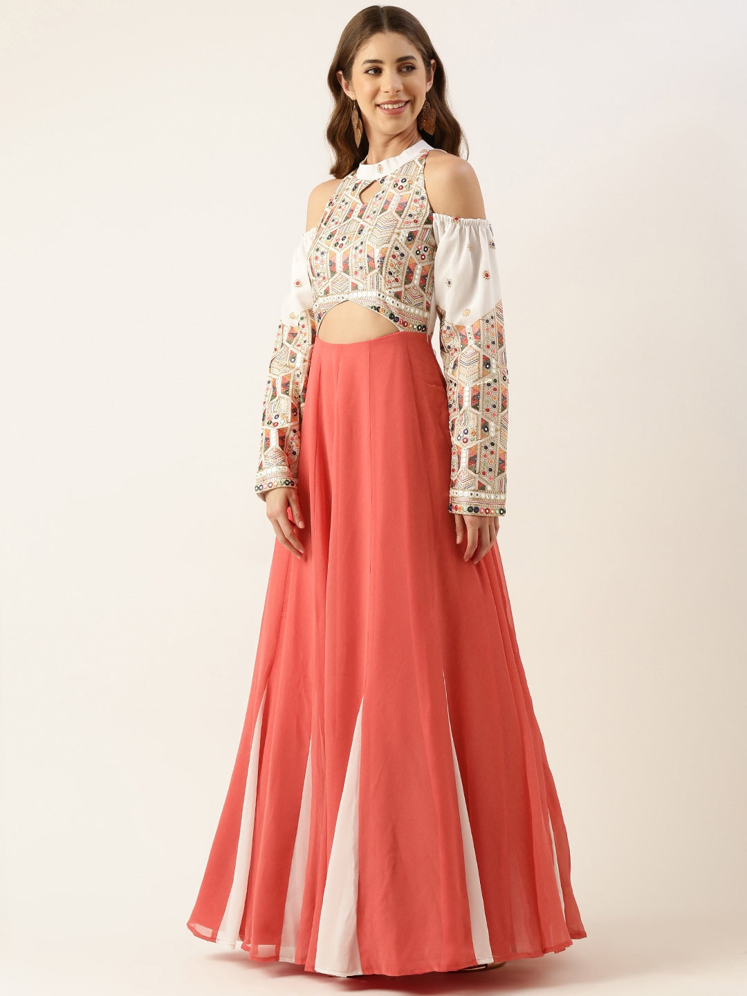 White-&-Pink-Georgette-Embroidered-Gown