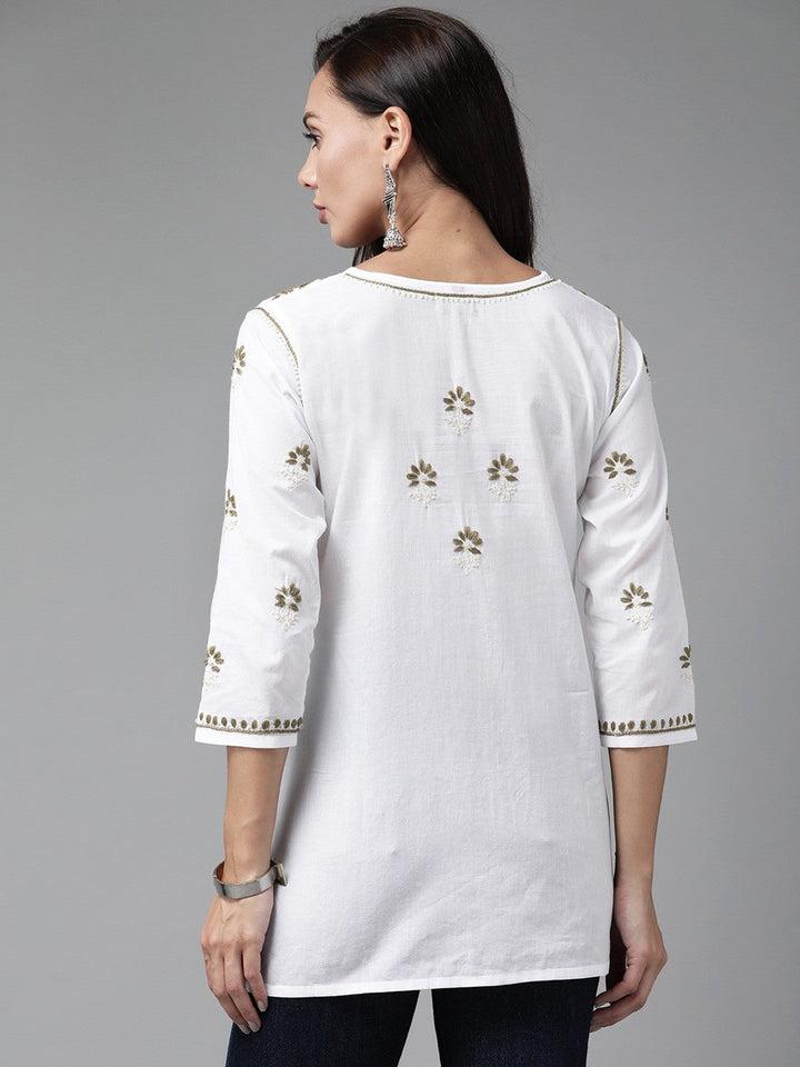 White-Cotton-Lucknowi-Chikankari-Kurti