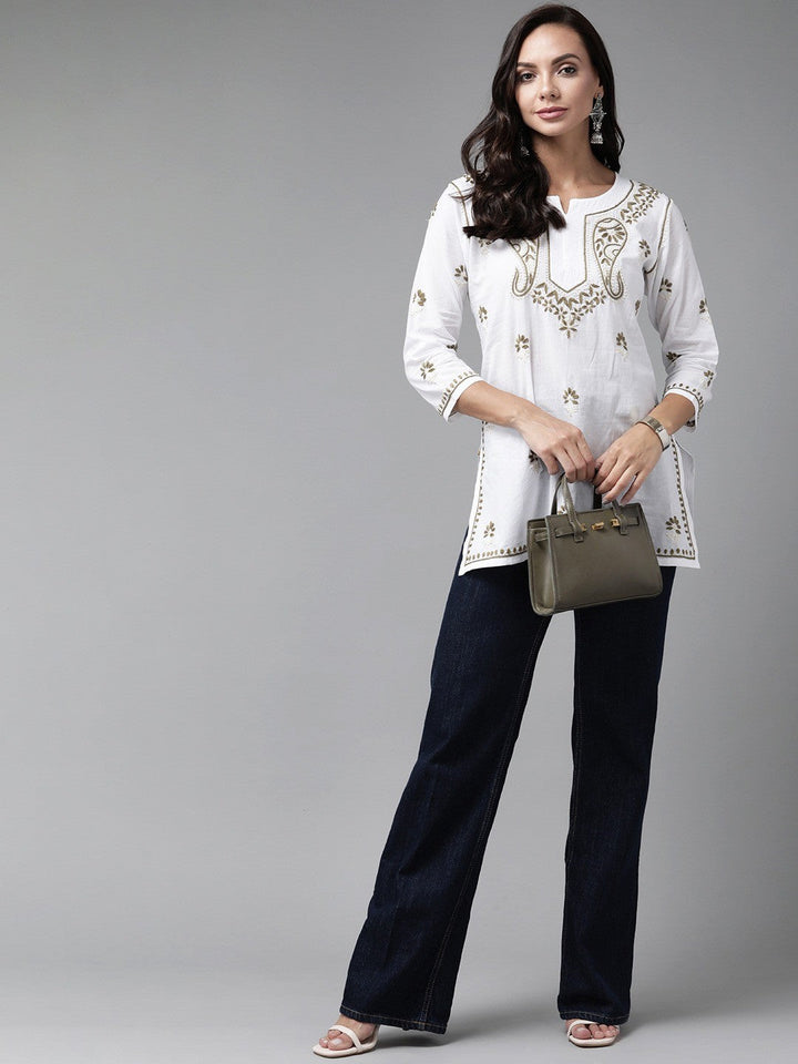 White-Cotton-Lucknowi-Chikankari-Kurti
