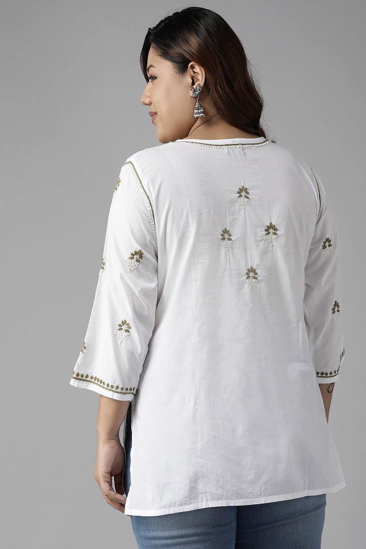White-Cotton-Lucknowi-Chikankari-Kurti