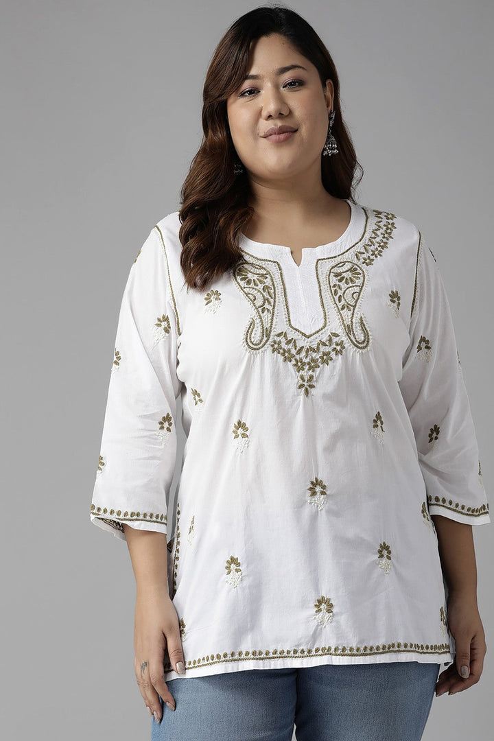 White-Cotton-Lucknowi-Chikankari-Kurti