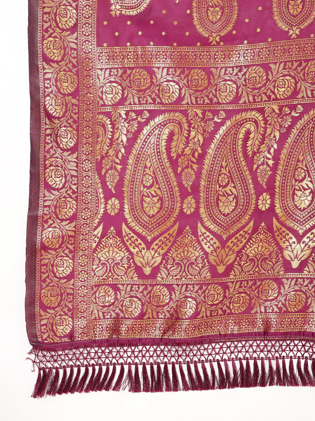 Wine Ethnic Motif Woven Banarasi Silk Saree