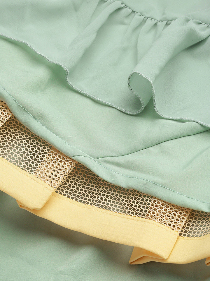 Xanadu Green Embroidered Crop Top & Skirt Set