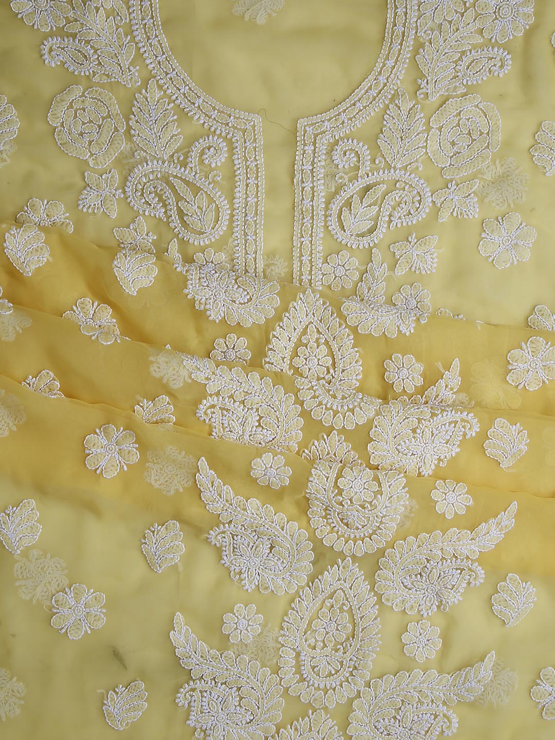 Yellow Chikankari Unstitched Kurta Suit Material