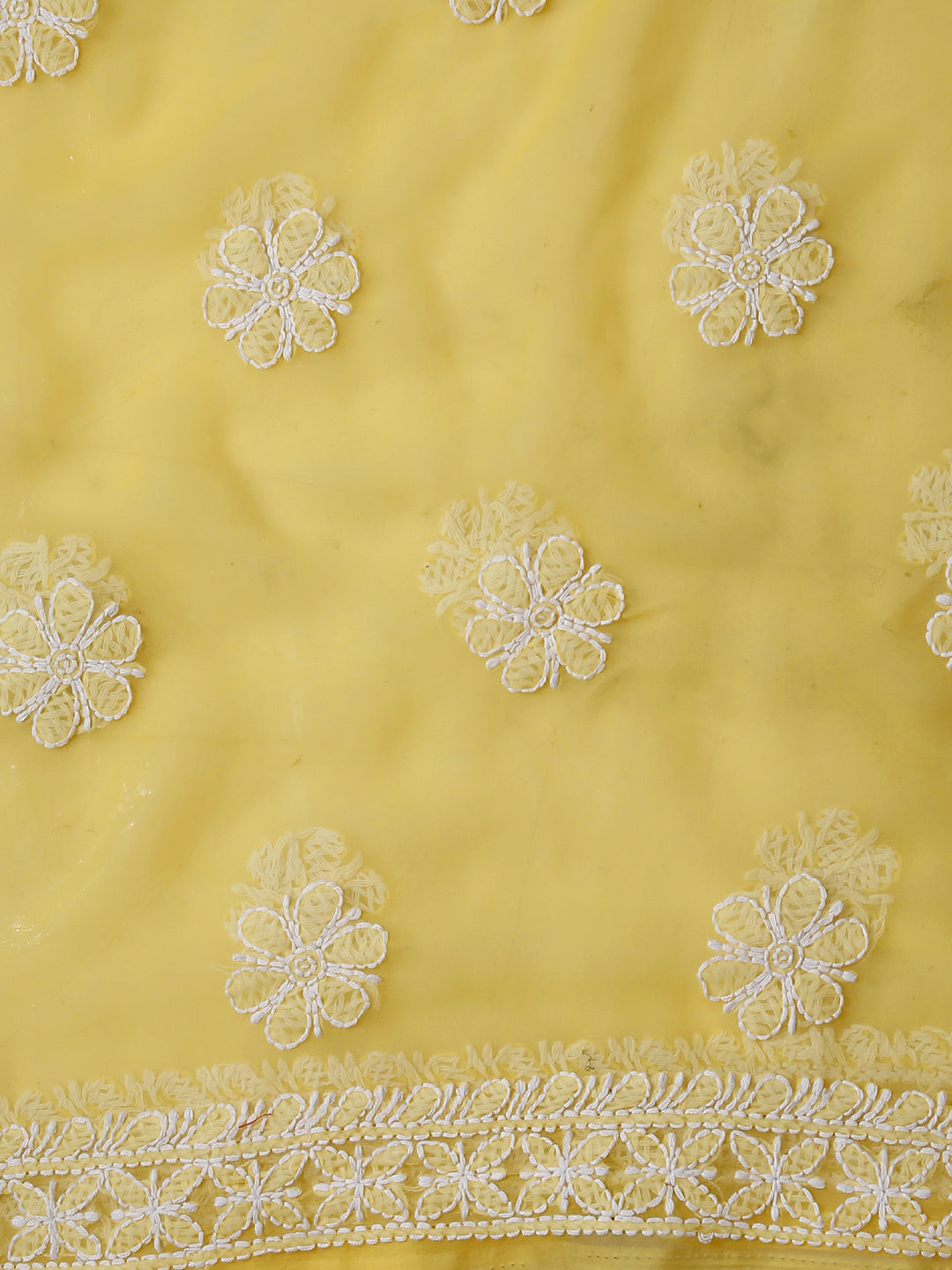 Yellow Chikankari Unstitched Kurta Suit Material