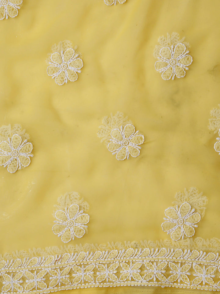 Yellow Chikankari Unstitched Kurta Suit Material