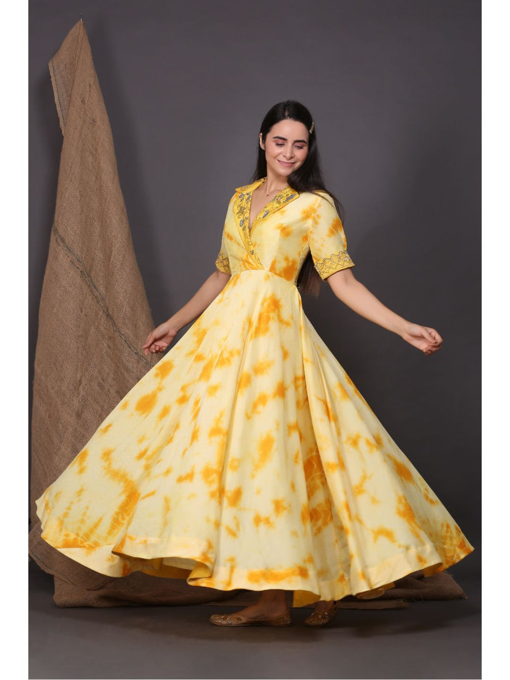 Yellow-Collared-Embroidered-Dress
