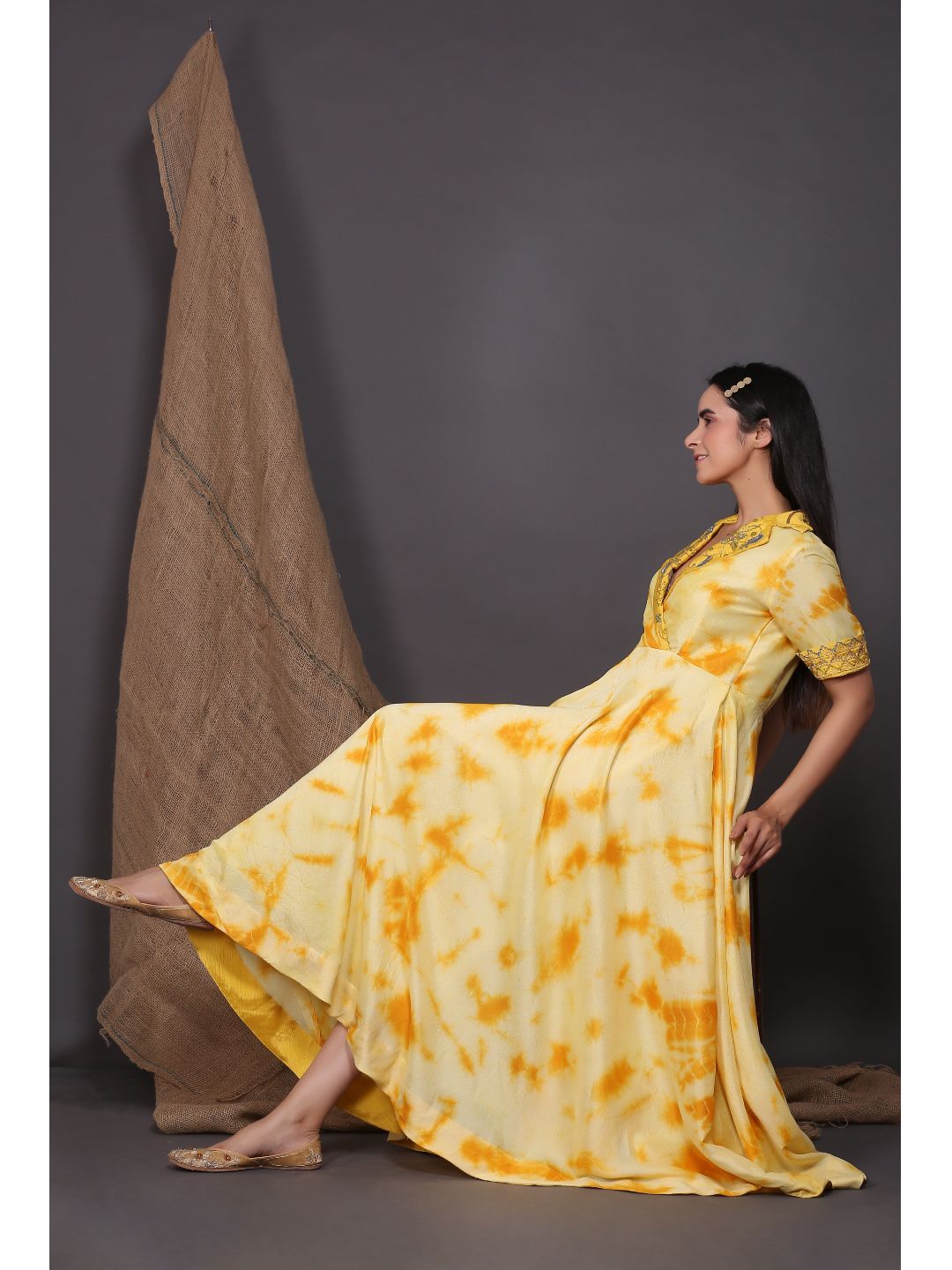 Yellow-Collared-Embroidered-Dress