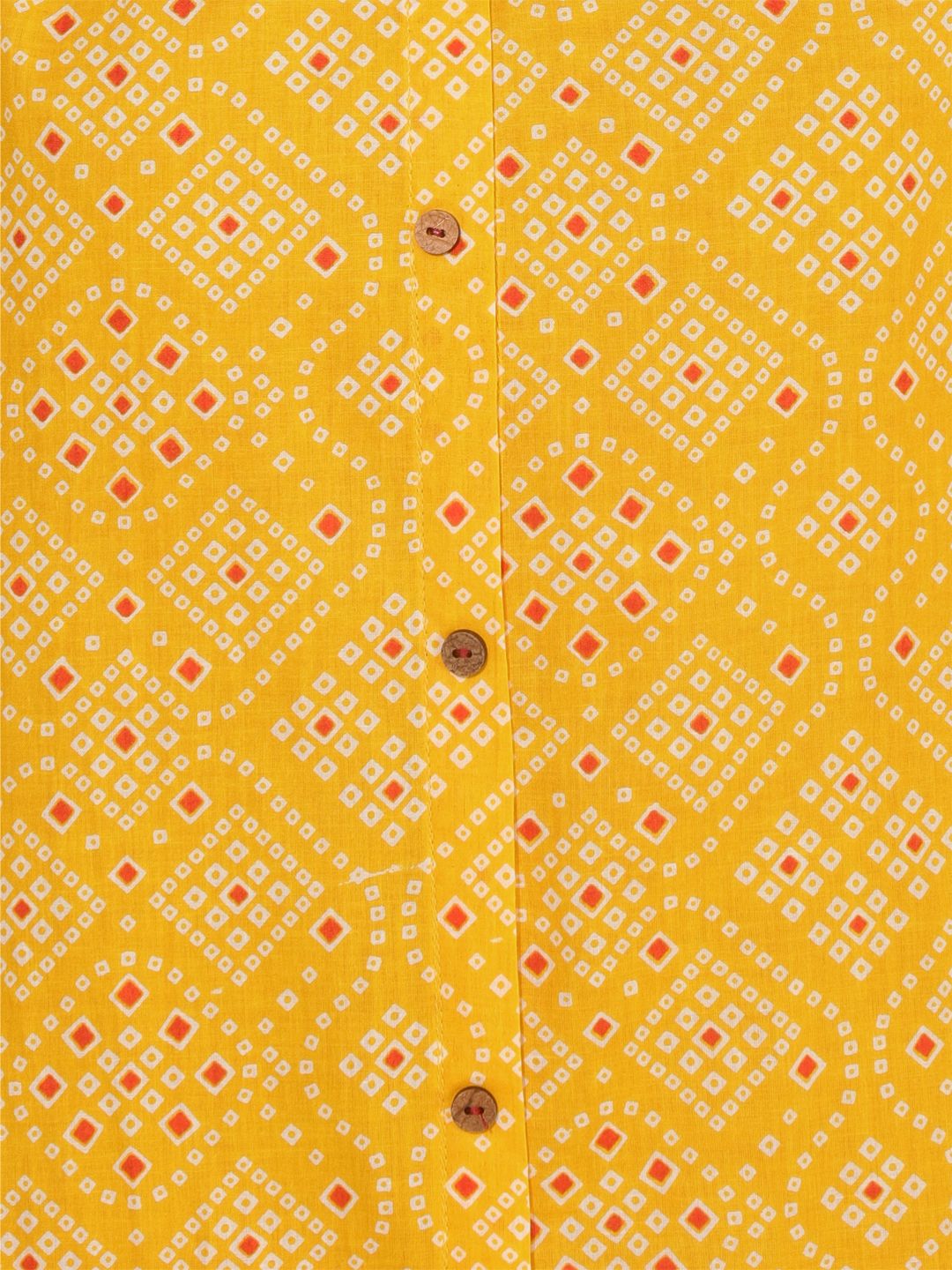 Yellow Cotton Bandhani Printed Kurta