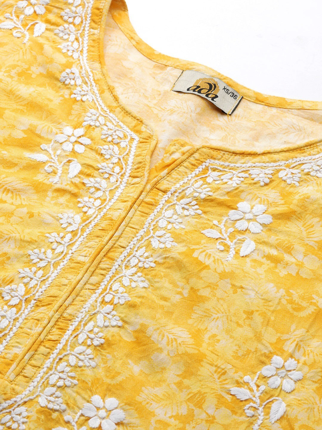 Yellow-Cotton-Lucknowi-Chikan-Kurti-Only