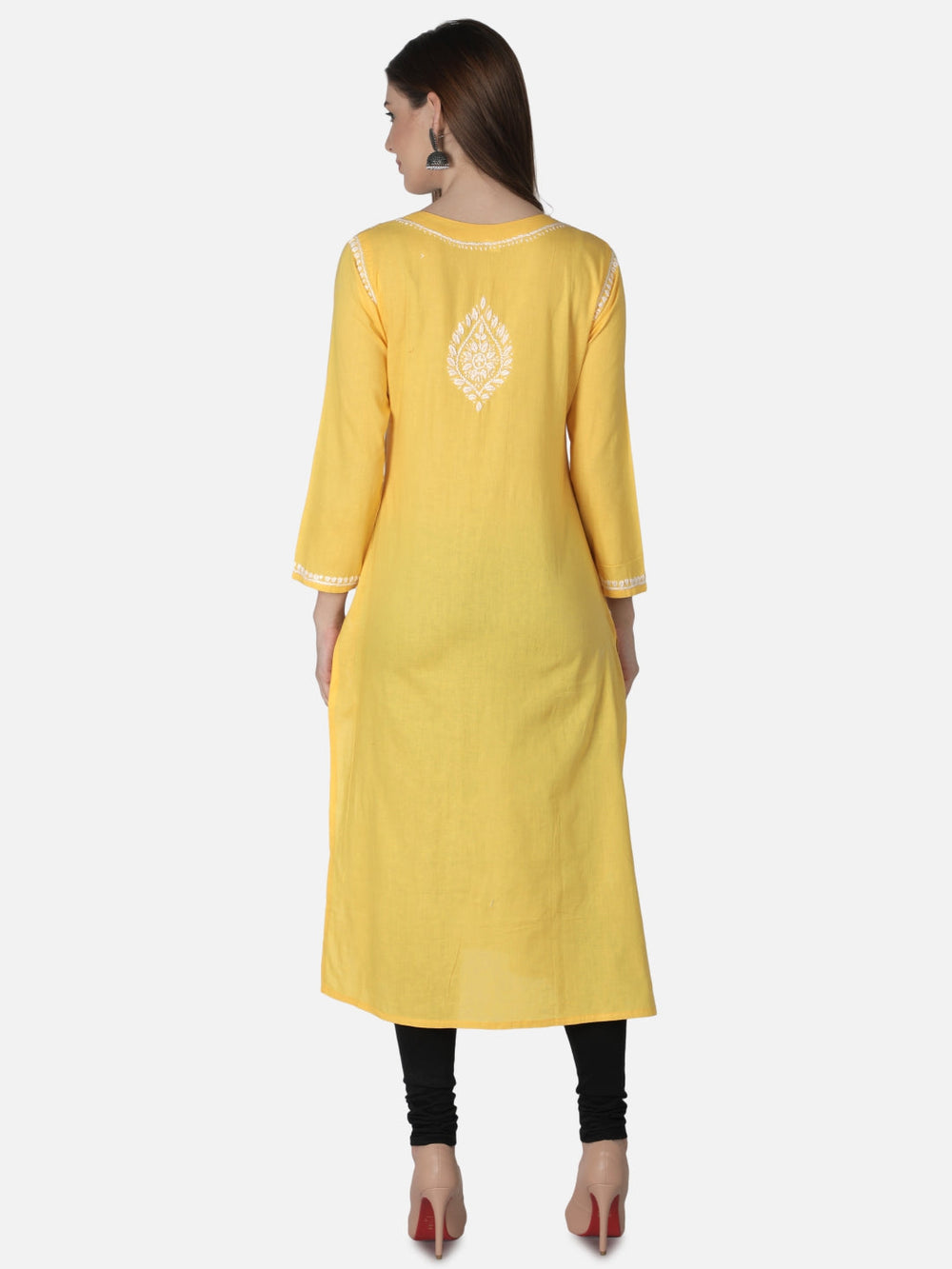 Yellow-Cotton-Lucknowi-Chikan-Kurti