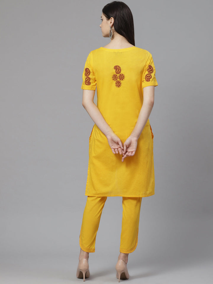 Yellow-Cotton-Lucknowi-Chikankari-Kurta-Set