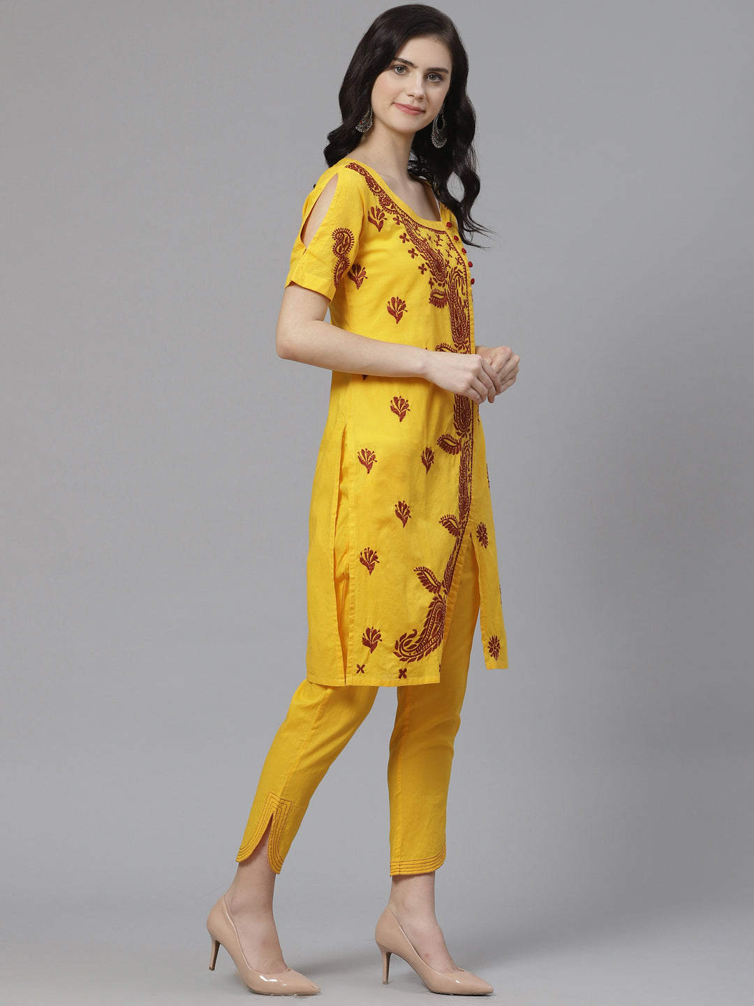 Yellow-Cotton-Lucknowi-Chikankari-Kurta-Set