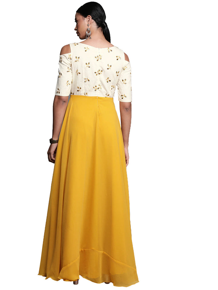 Yellow-Embroidered-Boat-Neckline-Gown