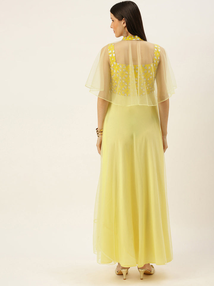 Yellow-Embroidered-Gown-With-Cape