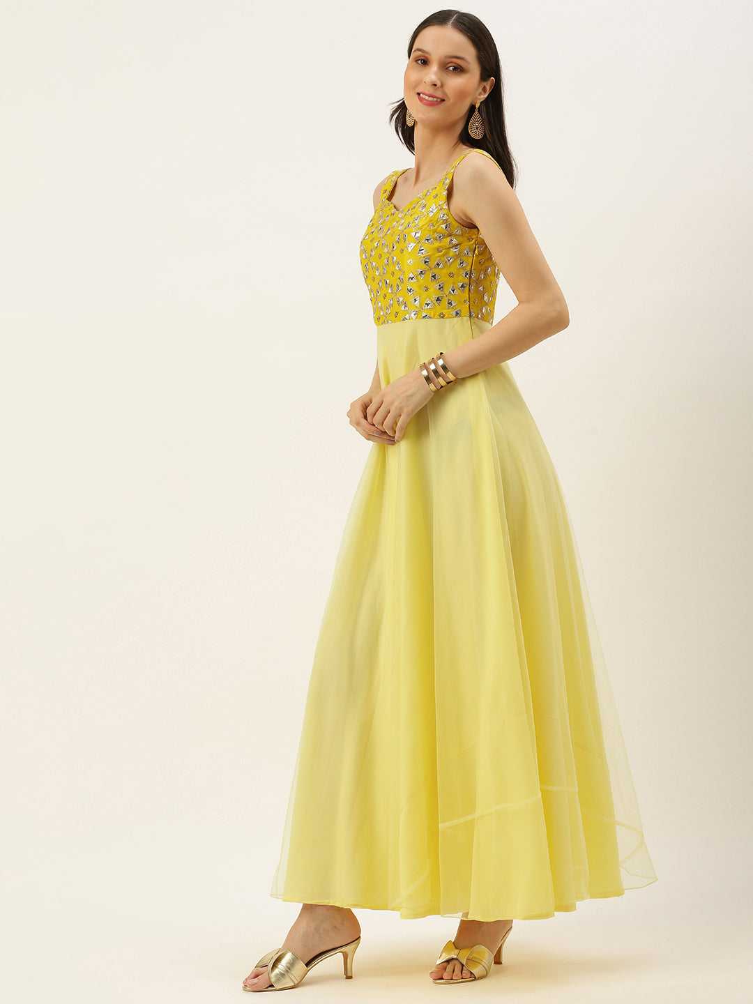 Yellow-Embroidered-Gown-With-Cape