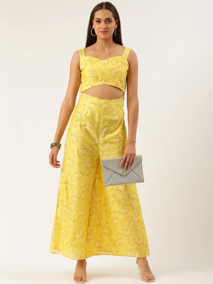 Yellow-Foil-Printed-Jumpsuit