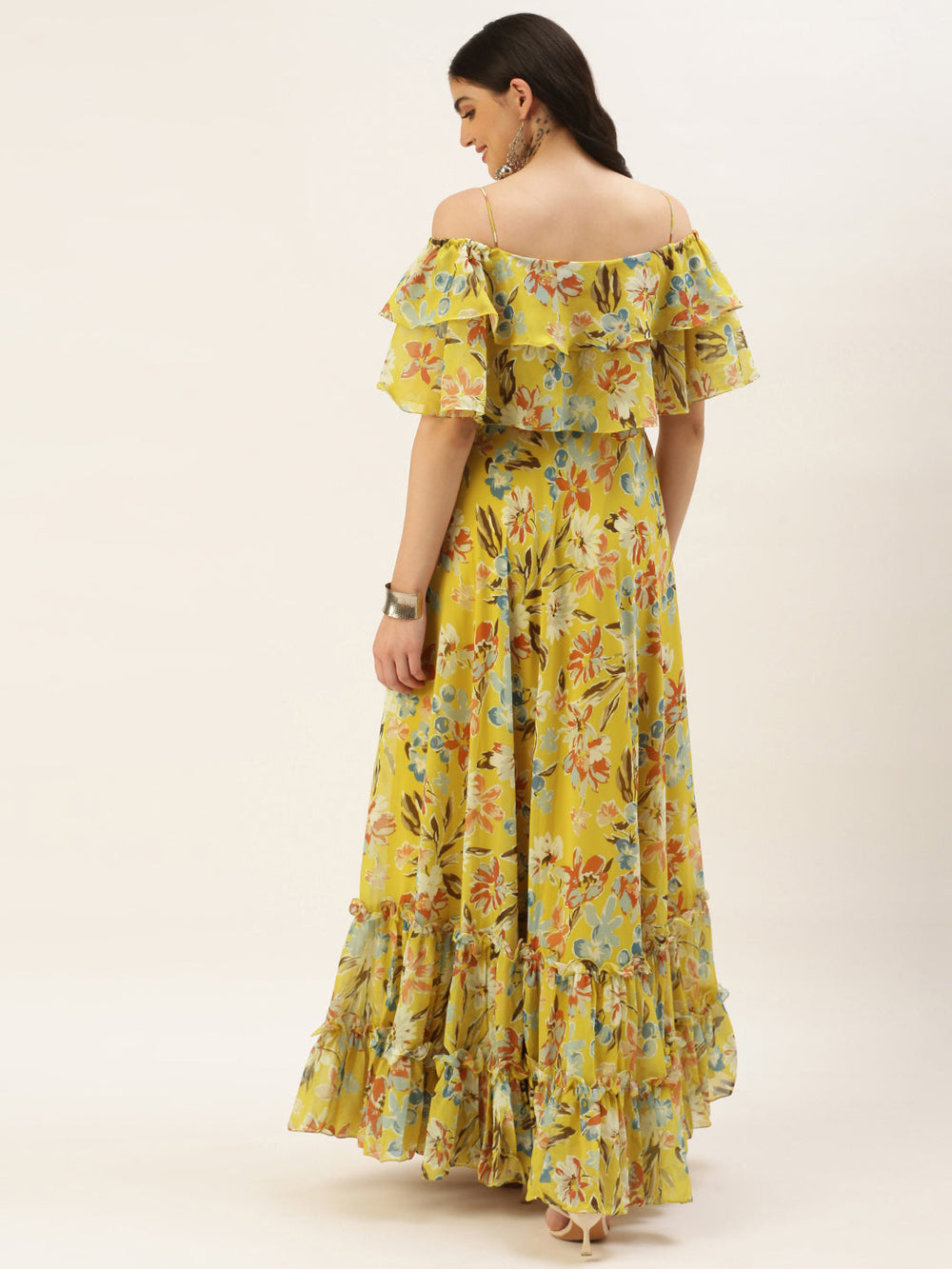 Yellow-Georgette-Digital-Printed-Gown