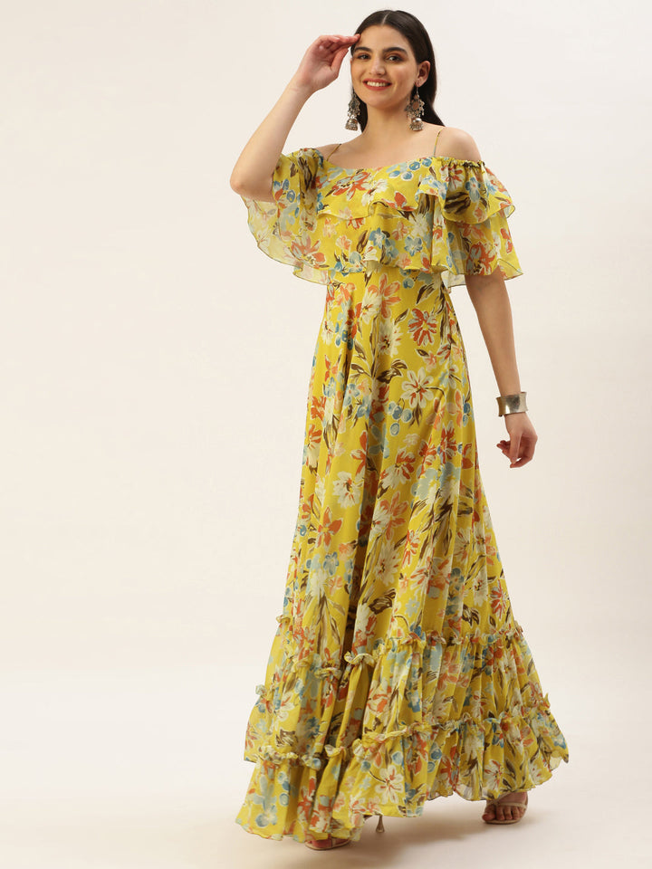 Yellow-Georgette-Digital-Printed-Gown
