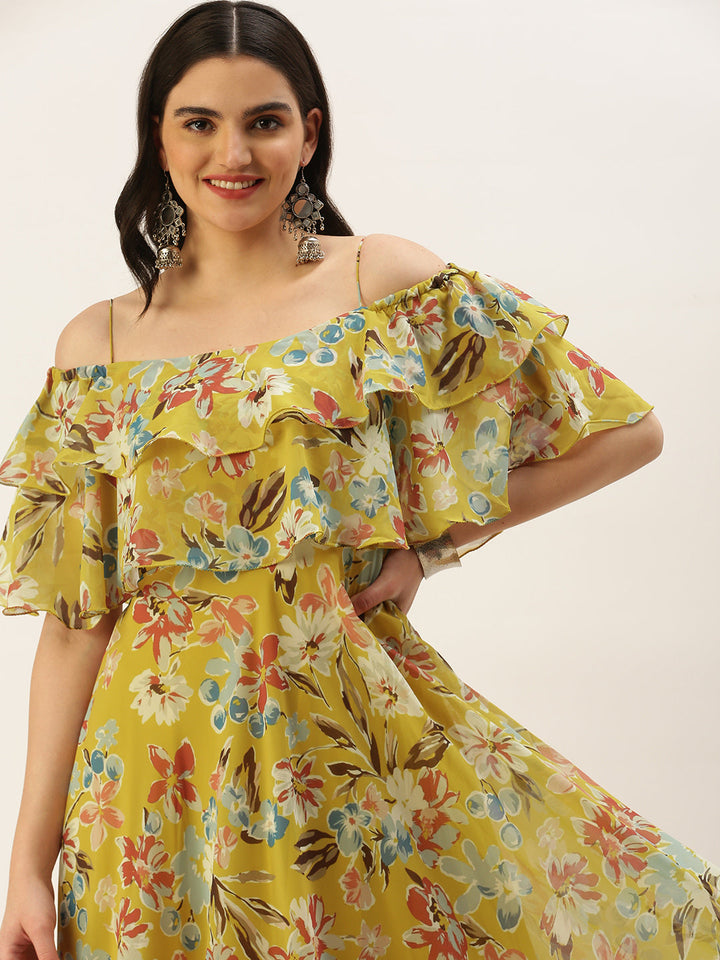 Yellow-Georgette-Digital-Printed-Gown