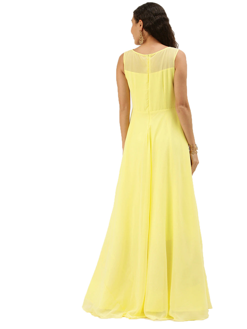 Yellow-Georgette-Embroidered-Boat-Neck-Gown