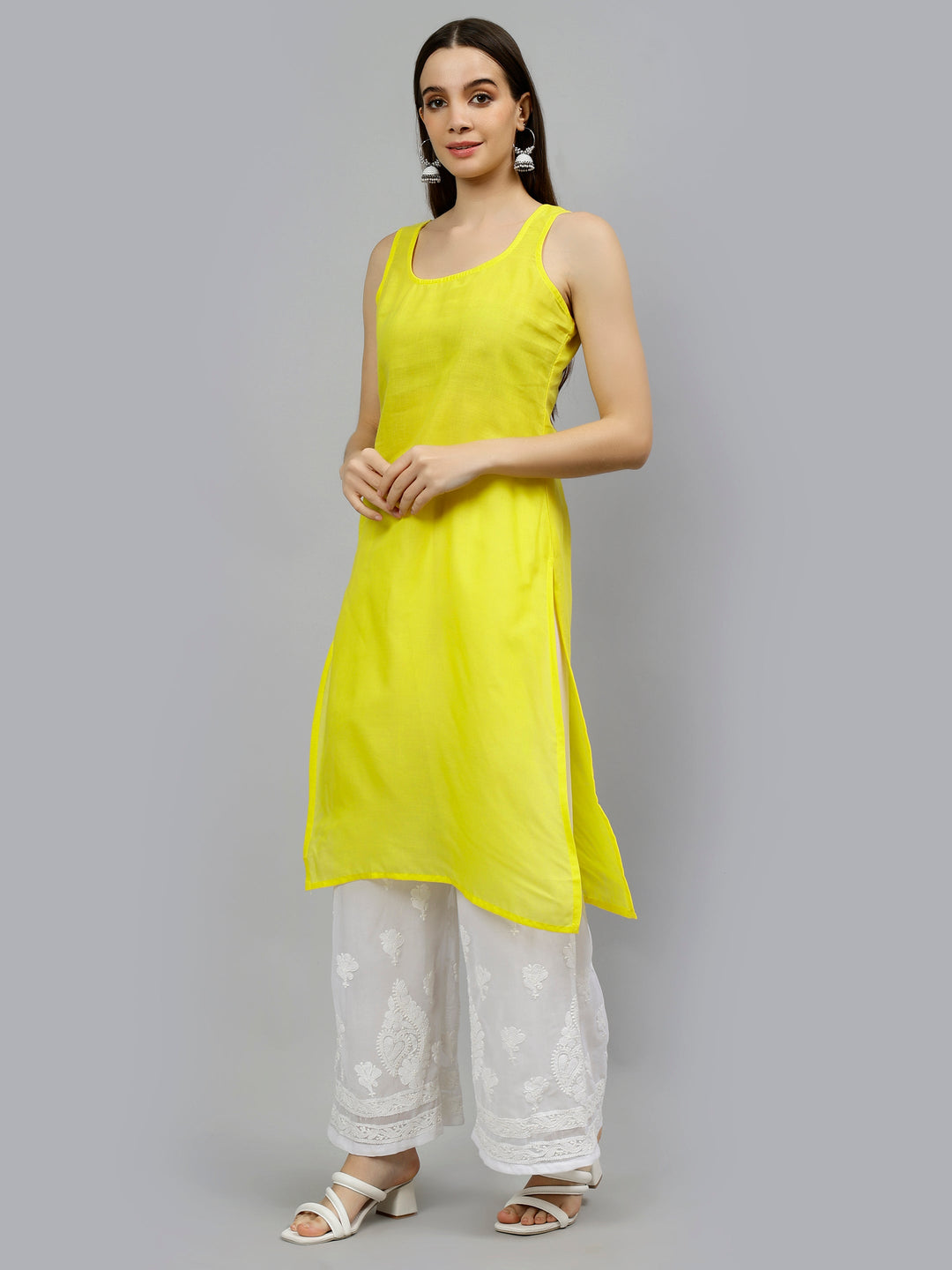 Yellow-Georgette-Hand-Embroidered-Kurti-with-Slip