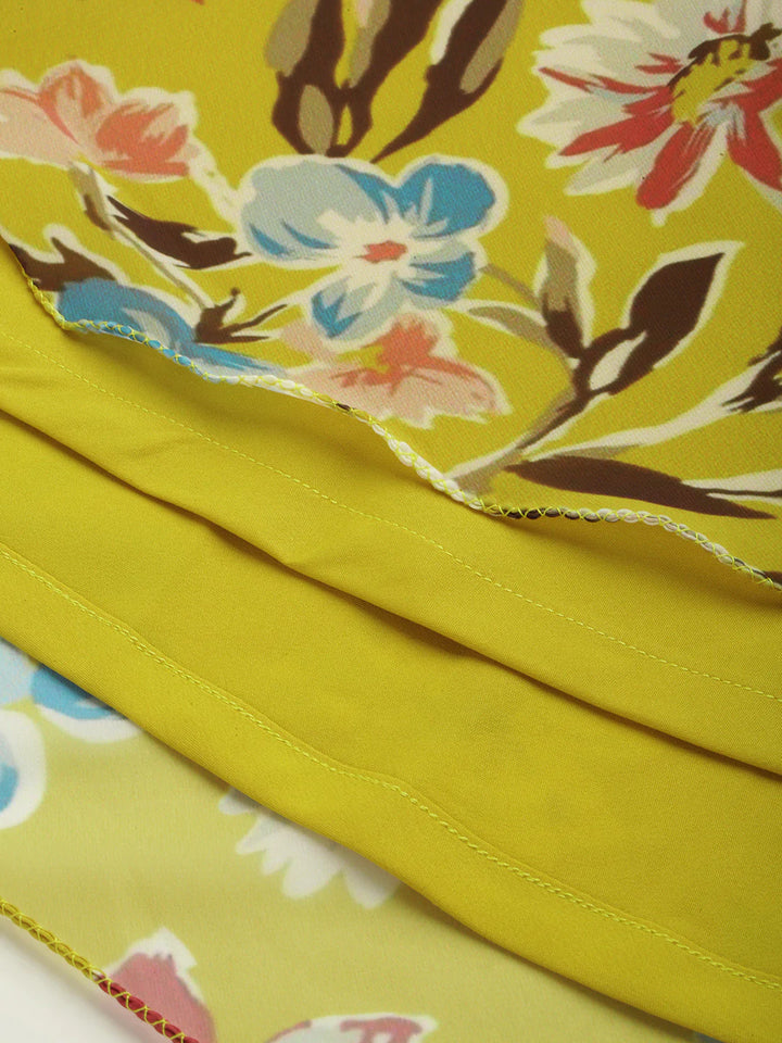 Yellow-Georgette-Layered-Style-Dress
