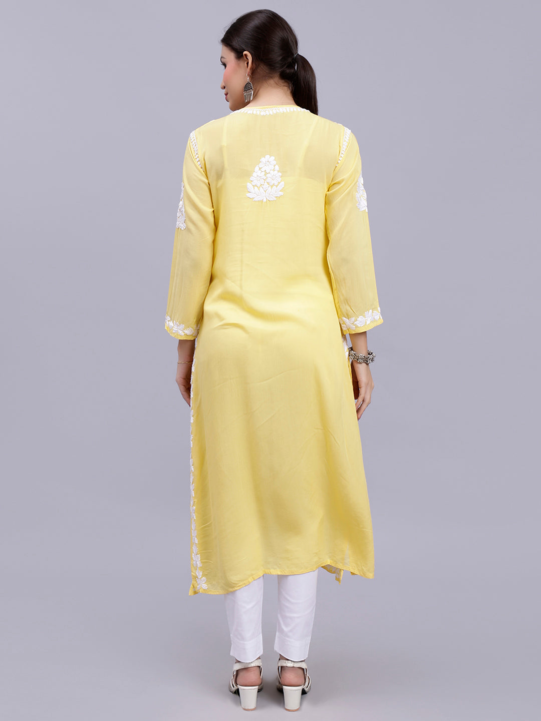 Yellow Modal Handwoven Chikankari Kurti